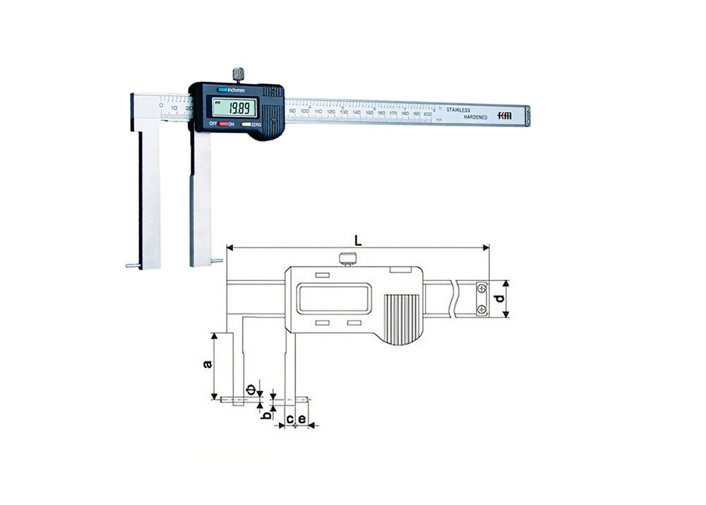 Stainless Steel Cylindrical Contact Internal Groove Electronic Digital Caliper 40-500mm/1.6-12'' Special Caliper